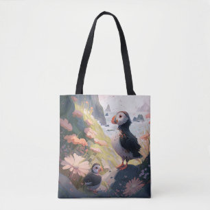 Puffin Bird Portrait Animal Painting Free Tasche