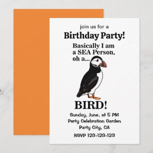 Puffin Bird Seabird Funny Birthday Party Einladung