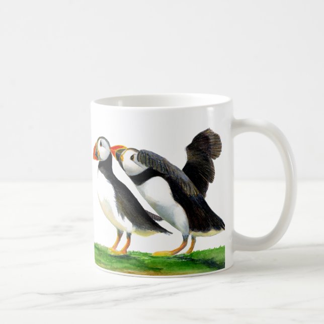 Puffin Bird Wasserfarbenmalerei Kaffeetasse (Rechts)