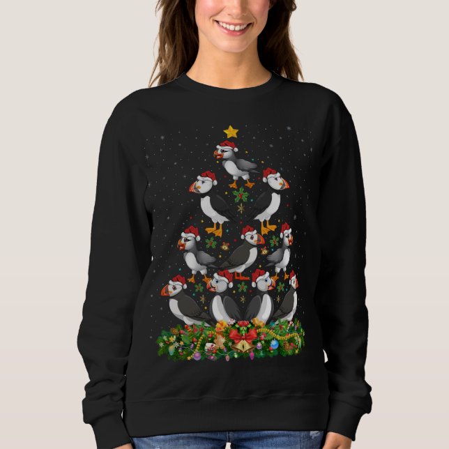 Puffin Bird Xmas Tree Gift Santa Hat Puffin Christ Sweatshirt (Vorderseite)
