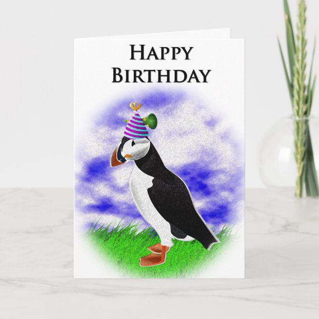 Puffin Birthday Card Karte (Vorderseite)