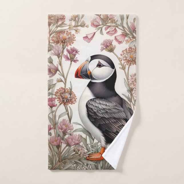 Puffin élégant William Morris Inspiré Floral (Serviette à main)