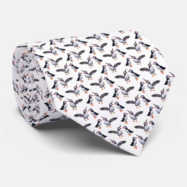 Puffin Frenzy Krawatte (Farbe auswählen) (Gerollt)