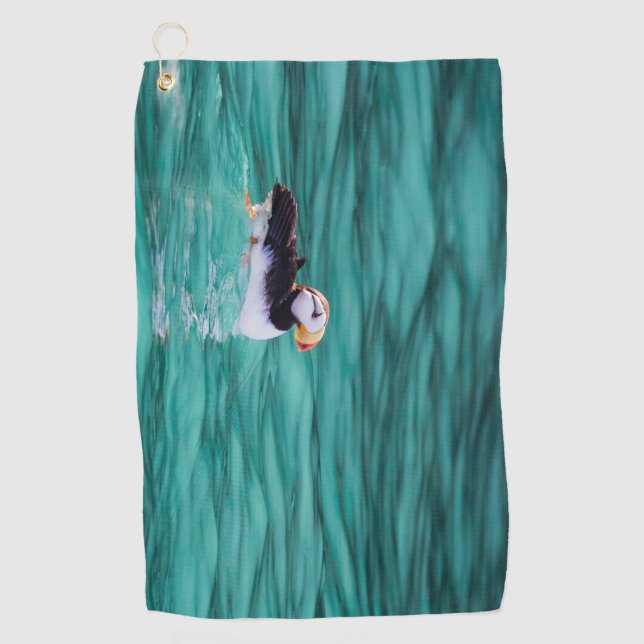 Puffin in der Auferstehungsbucht, Alaska Golfhandtuch (Vorderseite)