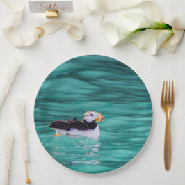 Puffin in der Auferstehungsbucht, Alaska Pappteller
