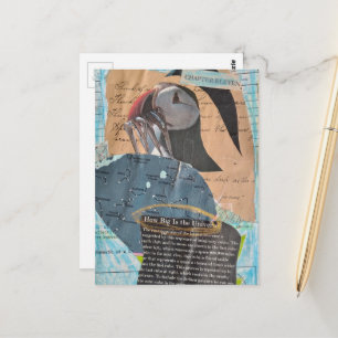 Puffin Kapitel Elf Mixed Media Collage Postkarte
