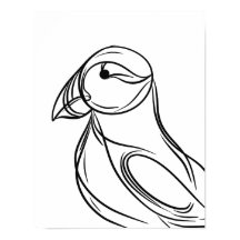 Puffin Line Art | Affiche irlandaise sur les oisea