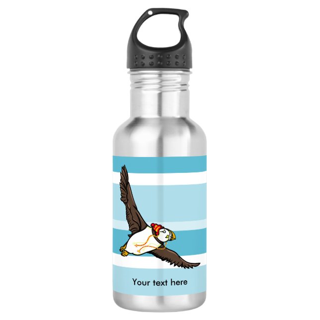 Puffin mit einem Hut und einem gegossenen Hut Trinkflasche (Vorderseite)