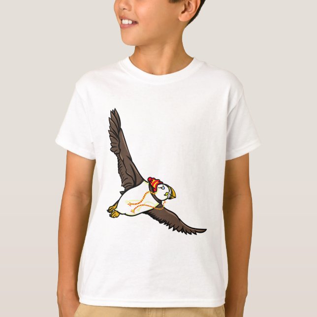 Puffin mit einem wolligen Winterhut T-Shirt (Vorderseite)
