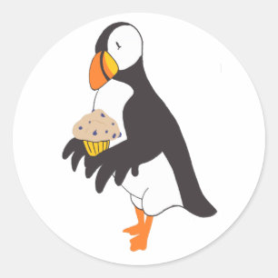 Puffin mit Muffin Runder Aufkleber