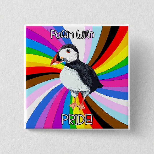Puffin mit Stolz! - LGBTQ+ Button (Vorderseite)