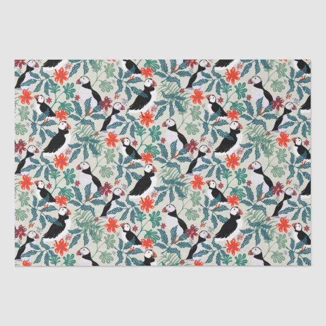 Puffin Muster Warm Beige Seidenpapier (Vorderseite)
