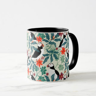 Puffin Muster Warm Beige Tasse