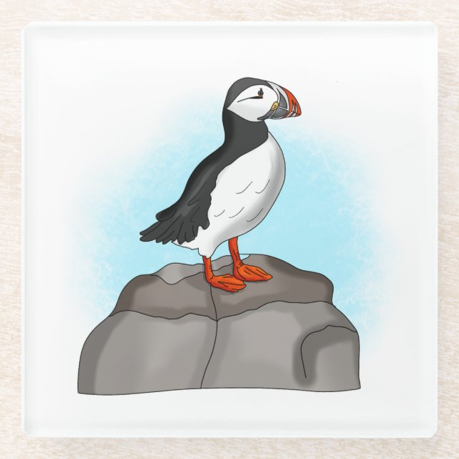 Puffin, niedlich glasuntersetzer (Vorderseite)