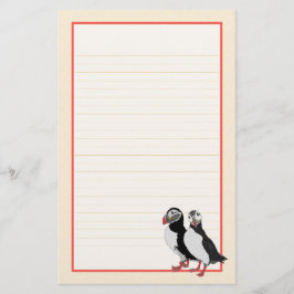 Puffin Pair Fine Lined Stationery Briefpapier