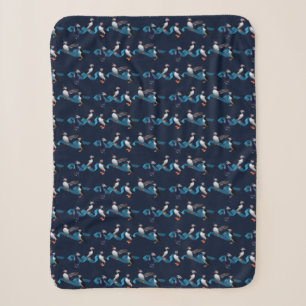 Puffin-Party Sherpa Decke (Marine) Sherpadecke