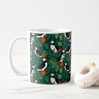 Puffin Pattern Lush Green Kaffeetasse