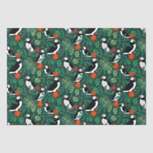 Puffin Pattern Lush Green Seidenpapier