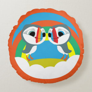 Puffin Rocks Rundes Kissen