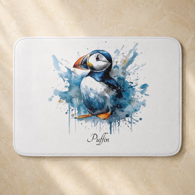 Puffin Splash, individuell Badematte (Von Creator hochgeladen)