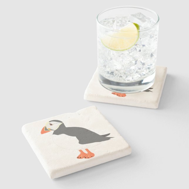 Puffin Stone Untersetzer (Seitenansicht)