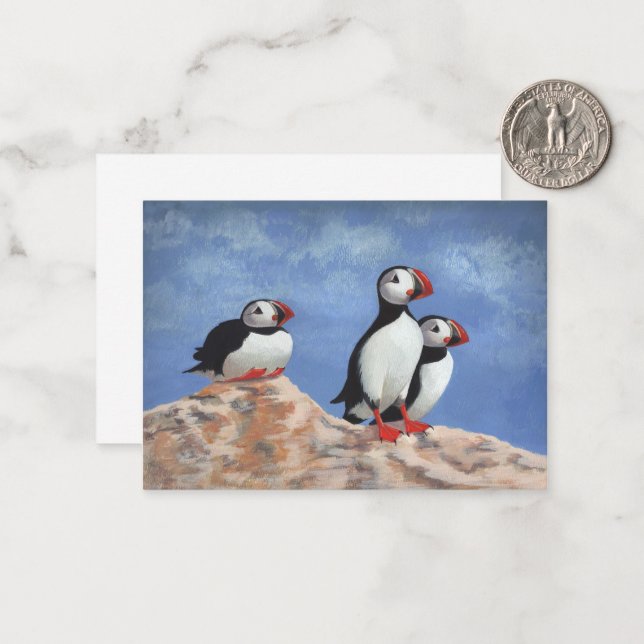 Puffin Trio Mitteilungskarte (Vorderseite/Rückseite Beispiel)