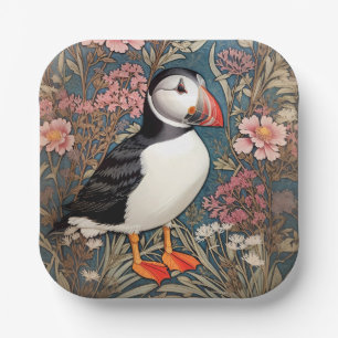 Puffin und Sea Thrift Blume William Morris Pappteller