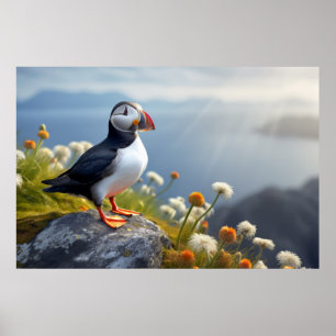 Puffin Wild Bird Animal Tranquil Friedlich Poster