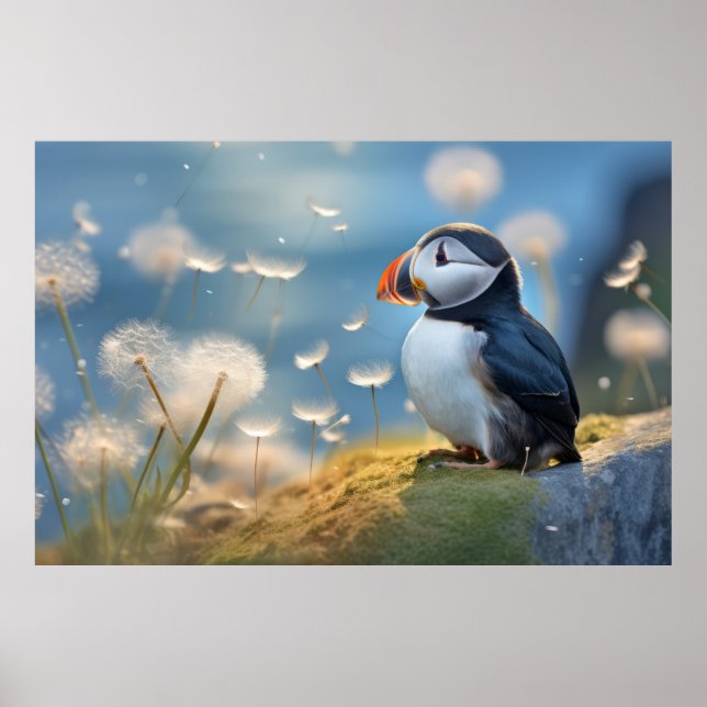 Puffin Wild Bird Animal Tranquil Friedlich Poster (Vorne)