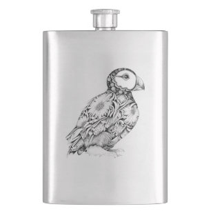 Puffin Wilde Tiere Naturschönheit Kunst, Dichtung Flachmann
