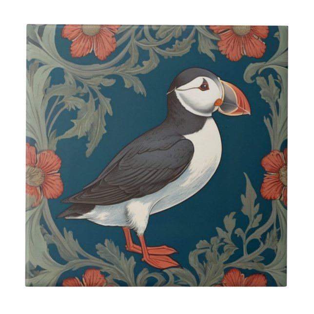 Puffin William Morris im Stil Fliese (Vorderseite)