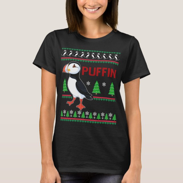 Puffin Xmas Ugly Sweater Puffins Lover Niedlich T-Shirt (Vorderseite)