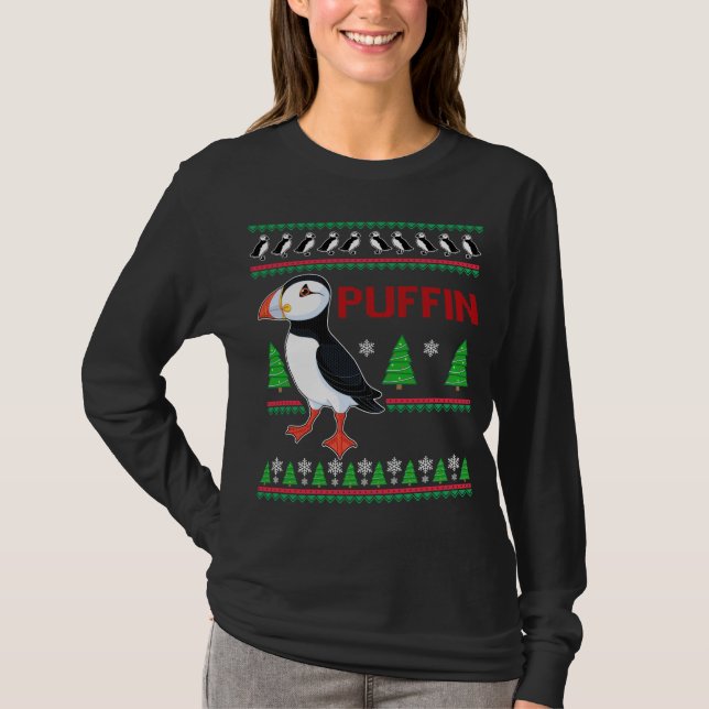 Puffin Xmas Ugly Sweater Puffins Lover Niedlich T-Shirt (Vorderseite)