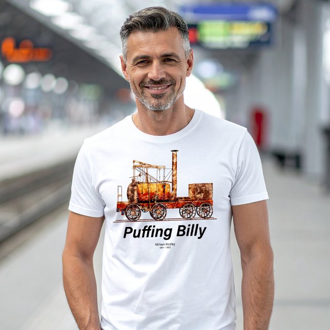 Puffing Billy Dampfzug Englische Lokomotive T-Shirt (Puffing Billy Steam Train English Locomotive. Mens Basic T-Shirt)