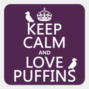 Puffins (beliebige Hintergrundfarbe) behalten und  Quadratischer Aufkleber