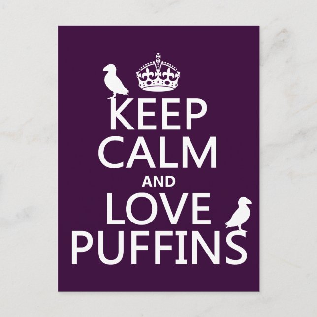 Puffins (beliebige Hintergrundfarben) für Beruhigu Postkarte (Vorderseite)