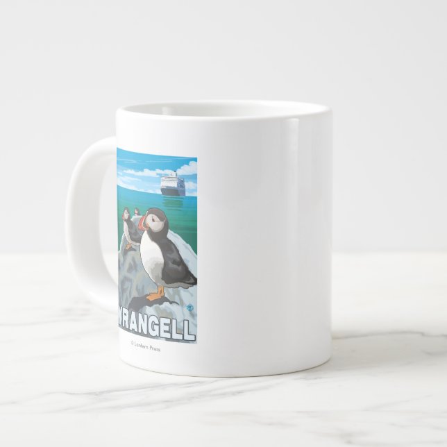 Puffins & Cruise Ship - Wrangell, Alaska Jumbo-Tasse (Vorderseite Links)