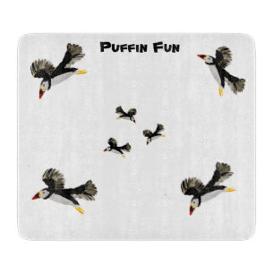 Puffins Flying Bird Art Schneidebrett