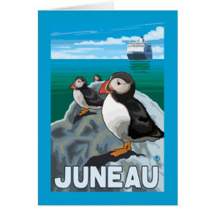 Puffins & Kreuzfahrtschiff - Juneau, Alaska