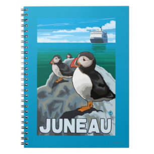 Puffins & Kreuzfahrtschiff - Juneau, Alaska Notizblock