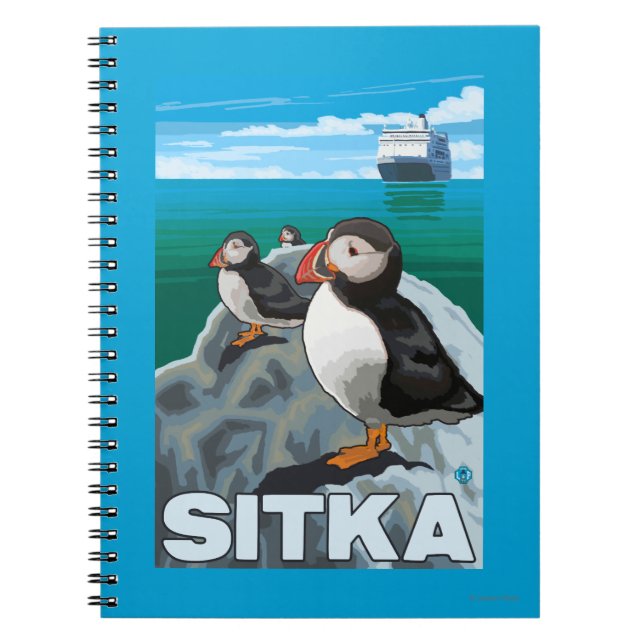 Puffins & Kreuzfahrtschiff - Sitka, Alaska Notizblock (Vorderseite)