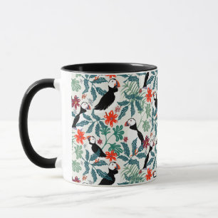 Puffins Muster Warm Beige Tasse