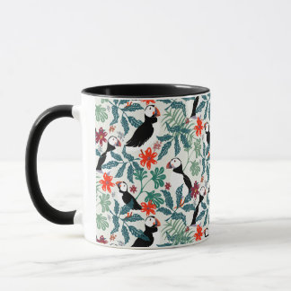 Puffins Muster Warm Beige Tasse