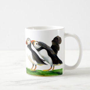 Puffins-Seevögel in der Wasserfarbe malt Grafik Kaffeetasse