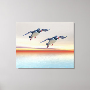 Puffins Stretched Canvas Print Leinwanddruck