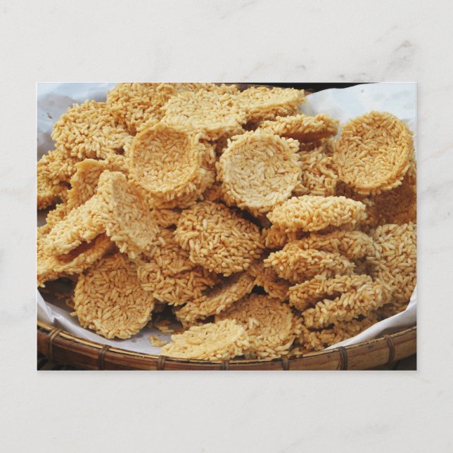 Puffriese Kuchen ~ asiatische Süßigkeiten Nachspei Postkarte (Vorderseite)