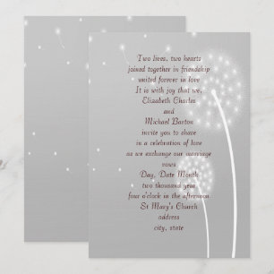 Puffs Dandilion, Gris, Élégant, Faire-part de mari