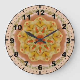 ~ Puffy Apricot und Lemon Fraktal ~ Große Wanduhr