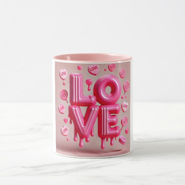 Puffy Bubblegum Dripping Liebe Tasse (Zentrum)