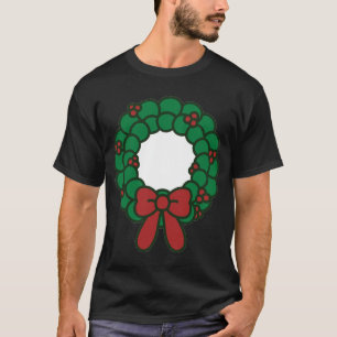 Puffy-Weihnachtskranz-mit-roter-Schleife-T-Shirt T-Shirt